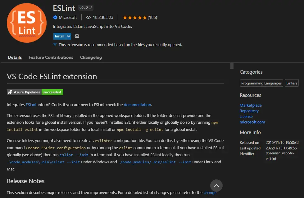 eslint extension image
