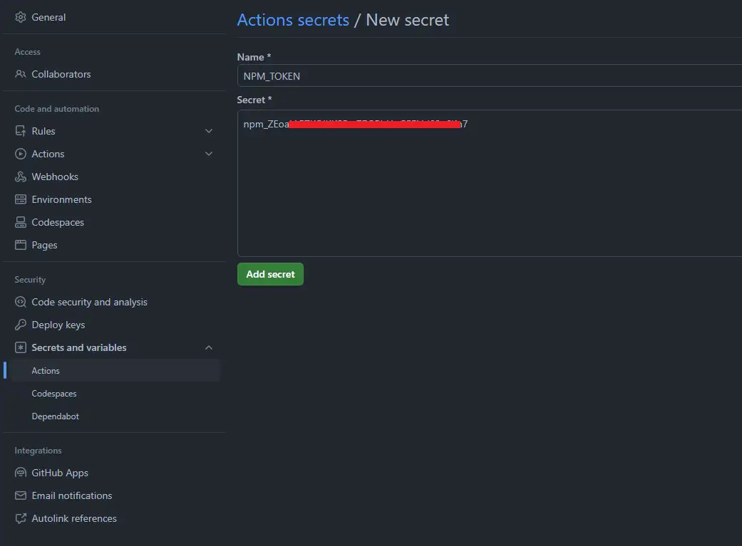 github-actions-add-secrets